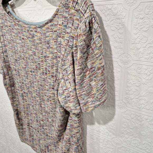 W5 Anthropologie Multicolour Boatneck Short Sleeve Top Medium - Picture 4 of 6